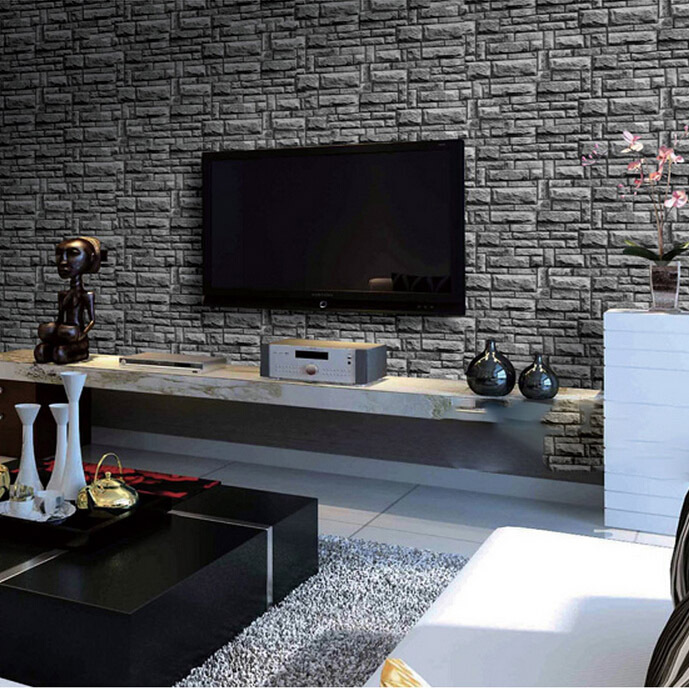 Accentuate grey with a warm brick backdrop