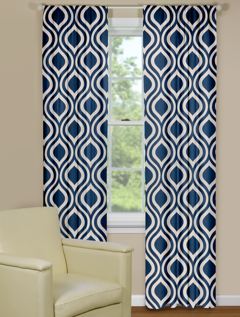 Warm blue patterned curtains