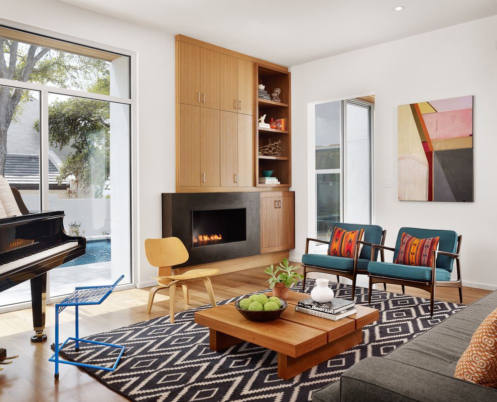 Fabric Mid-Century Modern Living Room Ideas