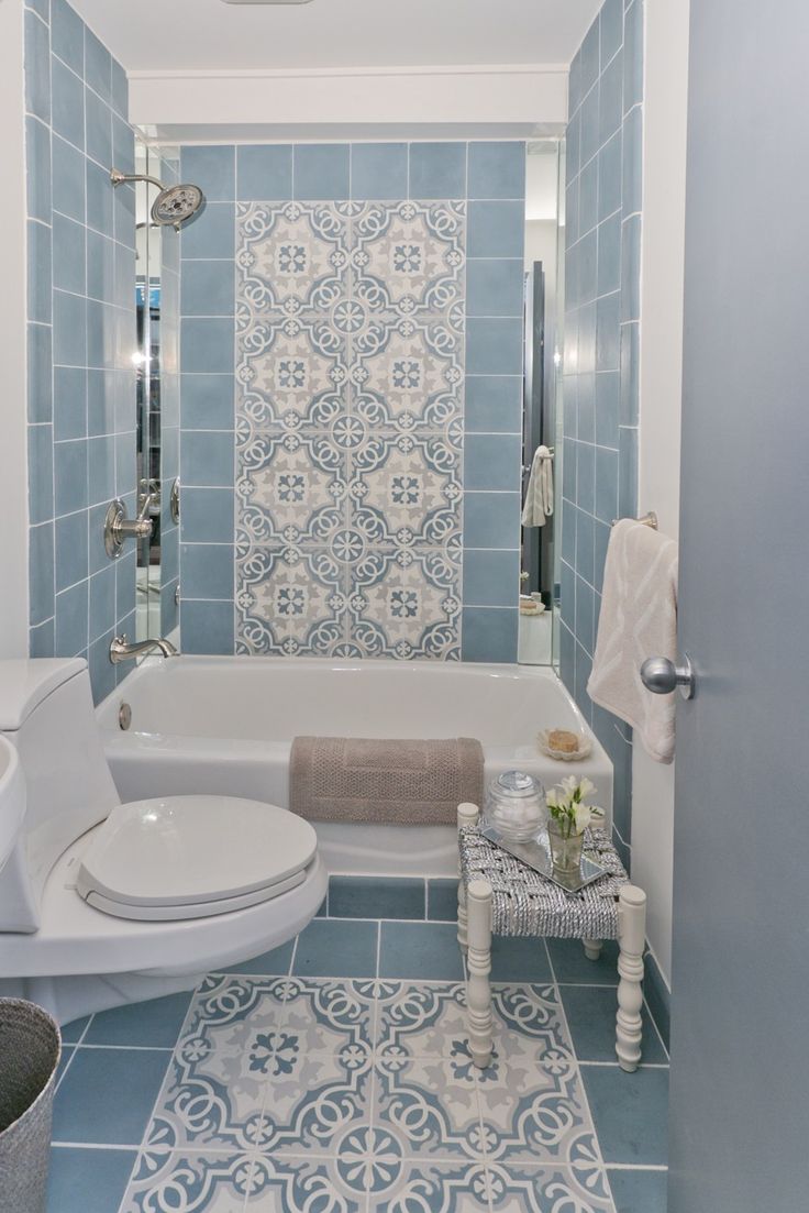 Blue Bathroom with Patterns