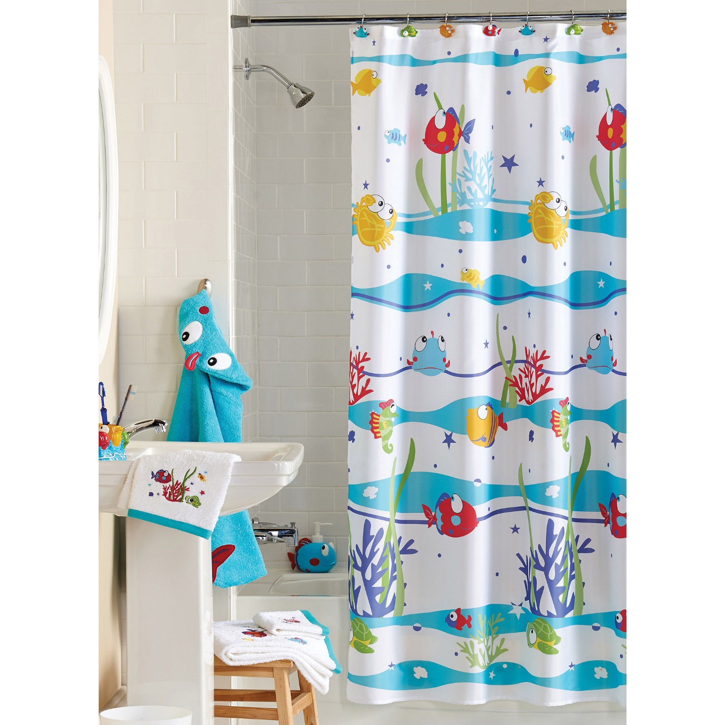 Fun patterns or prints in shower curtains